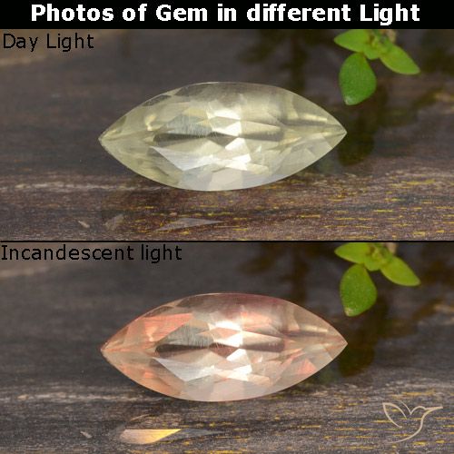 0.85ct Натуральный Очень бледно-желтый Диаспора, меняющая цвет, Маркиза, VVS-VS