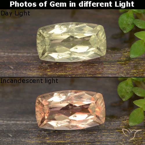0.96ct Натуральный Очень бледно-желтый Диаспора, меняющая цвет, Подушка, VVS-VS