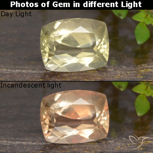 0.94ct Натуральный Очень светло-желтый Диаспора, меняющая цвет, Подушка, Чистота VS
