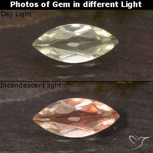 0.62ct Натуральный Очень светло-желтый Диаспора, меняющая цвет, Маркиза, VVS-VS
