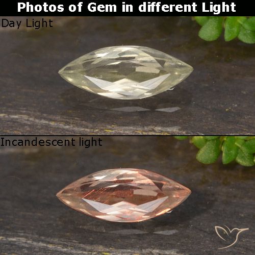 0.50ct Натуральный Очень светлый золотисто-желтый Диаспора, меняющая цвет, Маркиза, VVS-VS
