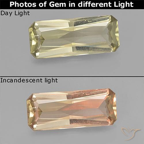 2.53ct Натуральный Светло-желтый Диаспора, меняющая цвет, Изумрудная огранка, VVS-VS