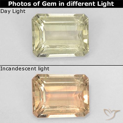 1.20ct Натуральный Очень светло-желтый Диаспора, меняющая цвет, Изумрудная огранка, Чистота VS