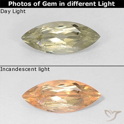 0.83ct Натуральный Светло-желтый Диаспора, меняющая цвет, Маркиза, Чистота VS