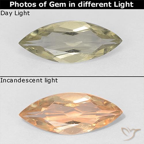 0.90ct Натуральный Светло-желтый Диаспора, меняющая цвет, Маркиза, VVS-VS