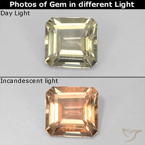 0.86ct Натуральный Светло-желтый Диаспора, меняющая цвет, Изумрудная огранка, Чистота VS