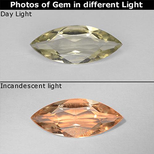 0.57 карата, натуральный Светло-желтый Диаспора, меняющая цвет, Маркиза, Чистота VVS