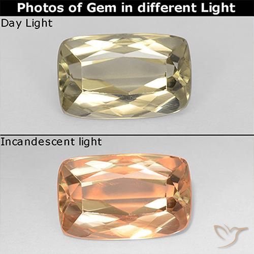 1.37ct Натуральный Очень светло-желтый Диаспора, меняющая цвет, Подушка, Чистота VS