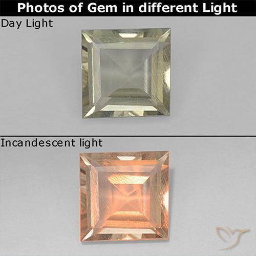 0.78ct Натуральный Палевый Диаспора, меняющая цвет, Квадрат, Чистота VS