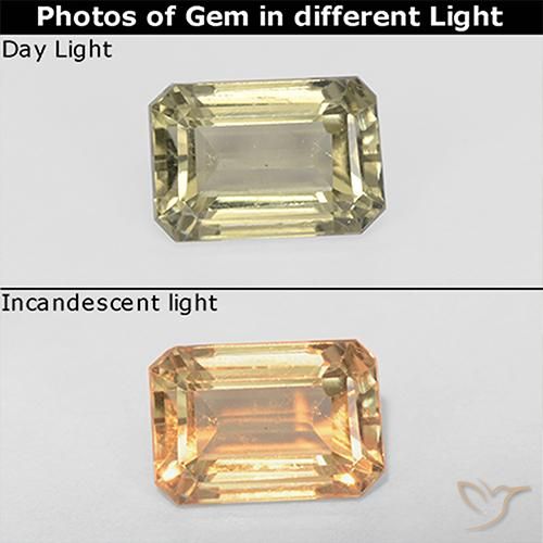 1.03ct Натуральный Светло-желтый Диаспора, меняющая цвет, Изумрудная огранка, Чистота VS