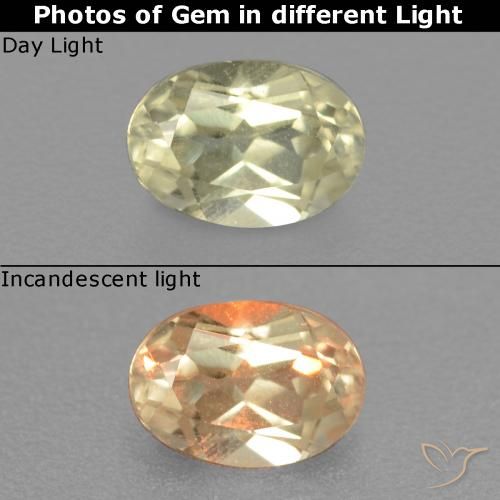 0.48ct Натуральный Светло-желтый Диаспора, меняющая цвет, Овал, Чистота VS