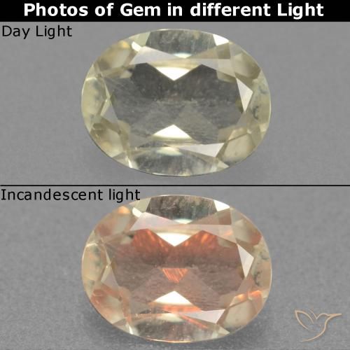 0.58ct Натуральный Светло-желтый Диаспора, меняющая цвет, Овал, Чистота VS