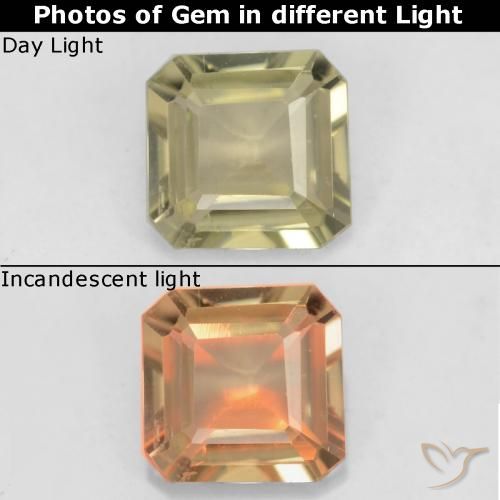 0.69ct Натуральный Мягкий желтый Диаспора, меняющая цвет, Изумрудная огранка, Чистота VS