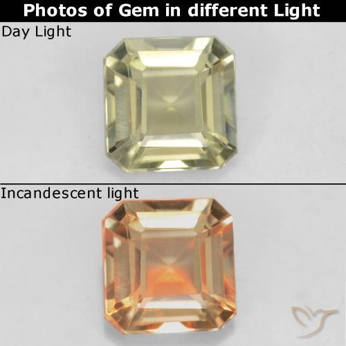 0.70ct Натуральный Светло-желтый Диаспора, меняющая цвет, Изумрудная огранка, Чистота VS