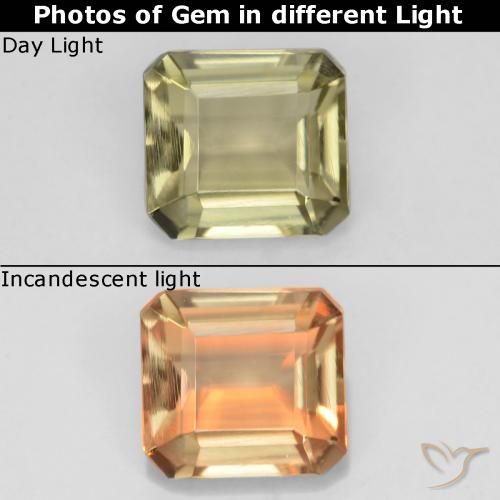 0.97ct Натуральный Светло-желтый Диаспора, меняющая цвет, Изумрудная огранка, VVS-VS