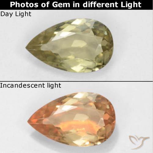 0.70ct Натуральный Палевый Диаспора, меняющая цвет, Форма груши, Чистота VS