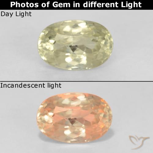 0.78ct Натуральный Светло-желтый Диаспора, меняющая цвет, Овал, Чистота VS