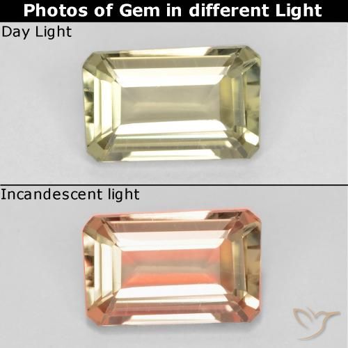 0.72ct Натуральный Очень бледно-желтый Диаспора, меняющая цвет, Изумрудная огранка, Чистота VS
