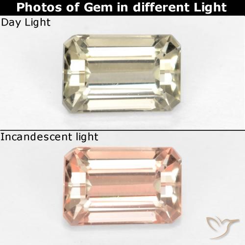 0.95ct Натуральный Очень бледно-желтый Диаспора, меняющая цвет, Изумрудная огранка, VVS-VS