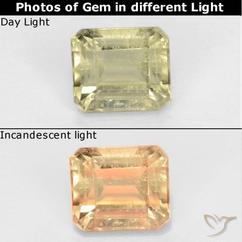 0.78ct Натуральный Палевый Диаспора, меняющая цвет, Изумрудная огранка, VS-SI