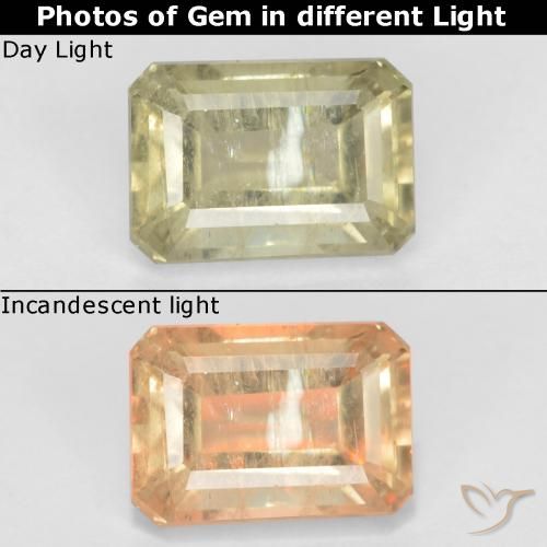 0.76ct Натуральный Палевый Диаспора, меняющая цвет, Изумрудная огранка, VS-SI