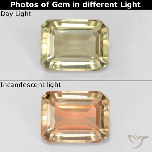 0.80ct Натуральный Очень бледно-желтый Диаспора, меняющая цвет, Изумрудная огранка, Чистота VS