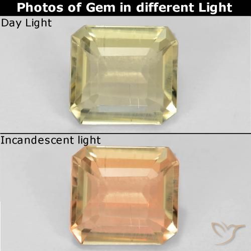 0.73ct Натуральный Очень бледно-желтый Диаспора, меняющая цвет, Изумрудная огранка, Чистота VS