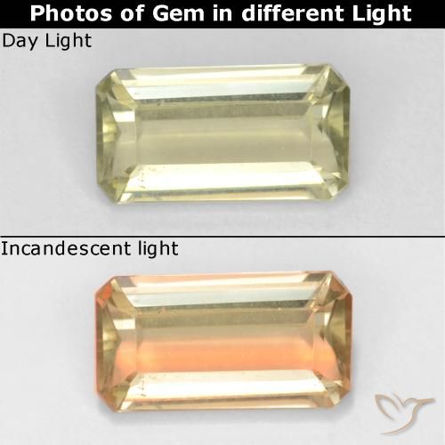 0.81ct Натуральный Палевый Диаспора, меняющая цвет, Изумрудная огранка, VVS-VS