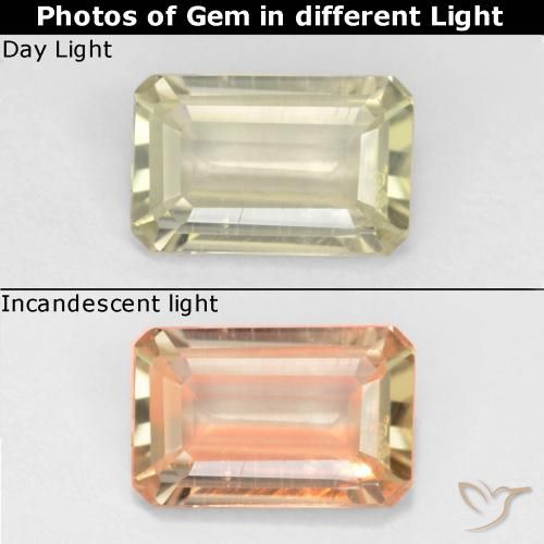 0.68ct Натуральный Палевый Диаспора, меняющая цвет, Изумрудная огранка, VVS-VS