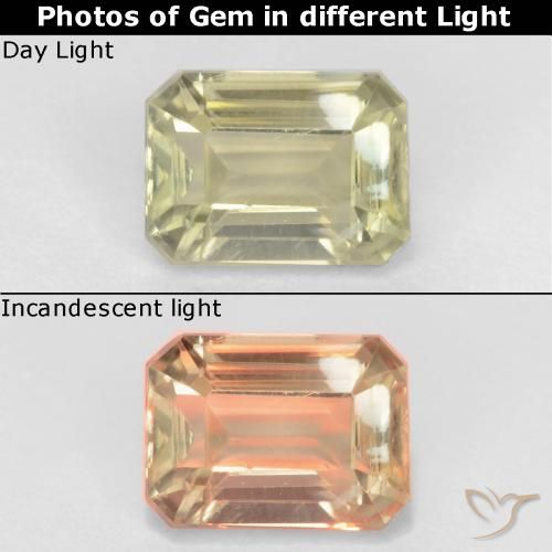 0.97ct Натуральный Палевый Диаспора, меняющая цвет, Изумрудная огранка, Чистота VS