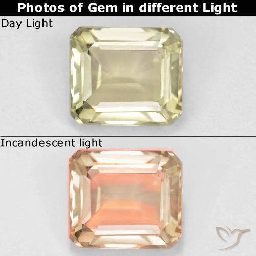 0.94ct Натуральный Очень бледно-желтый Диаспора, меняющая цвет, Изумрудная огранка, Чистота VS