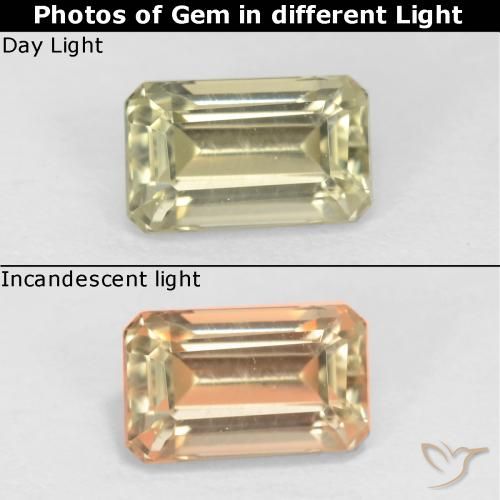 0.76ct Натуральный Палевый Диаспора, меняющая цвет, Изумрудная огранка, Чистота VS
