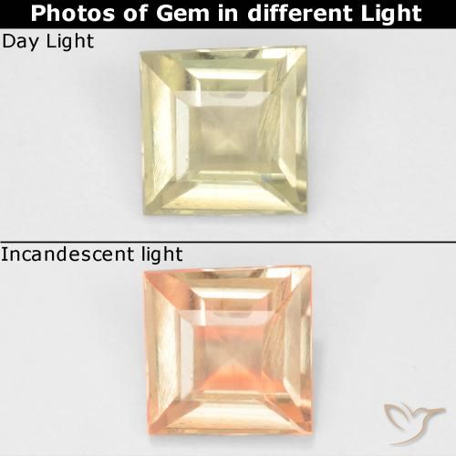 0.59ct Натуральный Палевый Диаспора, меняющая цвет, Квадрат, Чистота VS