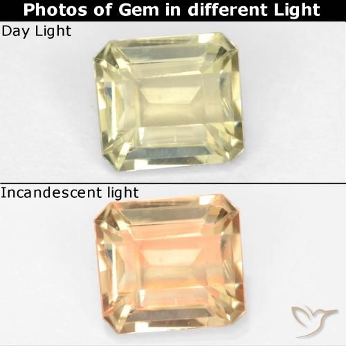 0.80ct Натуральный Очень светло-желтый Диаспора, меняющая цвет, Изумрудная огранка, Чистота VS