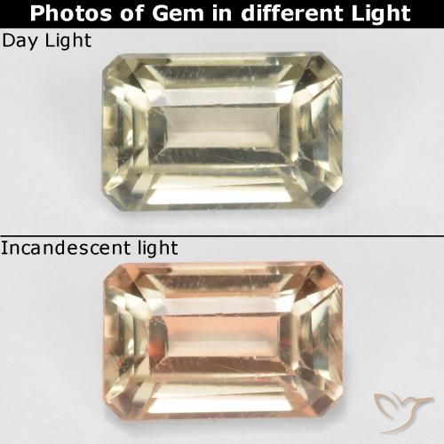 0.63ct Натуральный Палевый Диаспора, меняющая цвет, Изумрудная огранка, Чистота VS