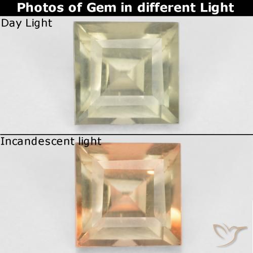 0.50ct Натуральный Палевый Диаспора, меняющая цвет, Квадрат, Чистота VS