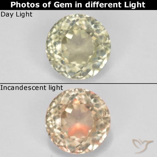 0.74ct Натуральный Палевый Диаспора, меняющая цвет, Круглый, Чистота VS