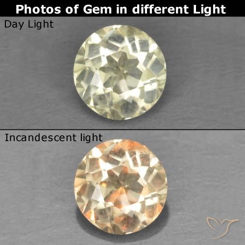 0.45ct Натуральный Очень светло-желтый Диаспора, меняющая цвет, Круглый, Чистота VS