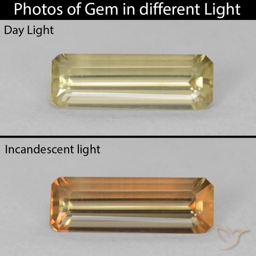 1.20ct Натуральный Светло-желтый Диаспора, меняющая цвет, Изумрудная огранка, Чистота VVS
