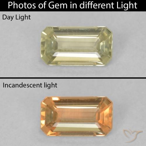 0.29ct Натуральный Светло-желтый Диаспора, меняющая цвет, Изумрудная огранка, Чистота VVS