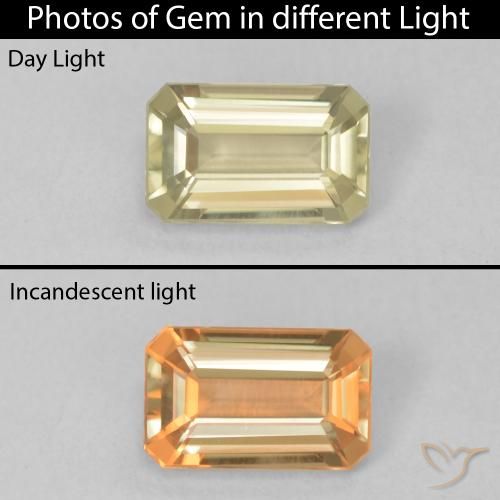 0.81ct Натуральный Мягкий желтый Диаспора, меняющая цвет, Изумрудная огранка, Чистота VVS