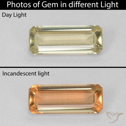 1.31ct Натуральный Светло-желтый Диаспора, меняющая цвет, Изумрудная огранка, Чистота VVS