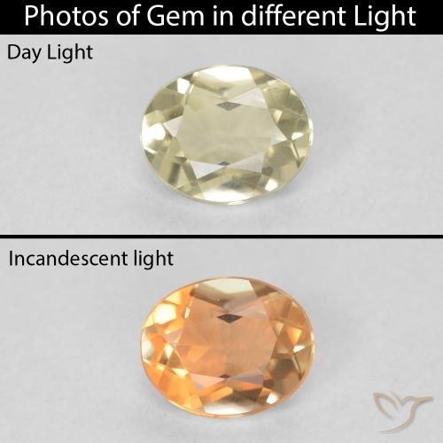 0.32ct Натуральный Светло-желтый Диаспора, меняющая цвет, Овал, Чистота VVS
