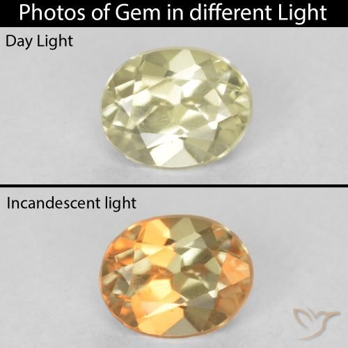 0.44ct Натуральный Светло-желтый Диаспора, меняющая цвет, Овал, Чистота VVS