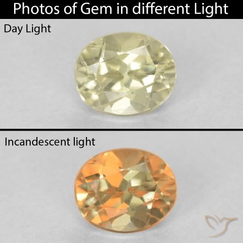 0.43ct Натуральный Светло-желтый Диаспора, меняющая цвет, Овал, Чистота VS