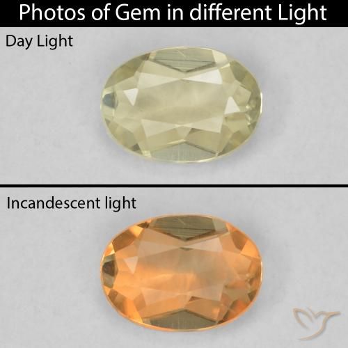 0.33ct Натуральный Светло-желтый Диаспора, меняющая цвет, Овал, Чистота VVS