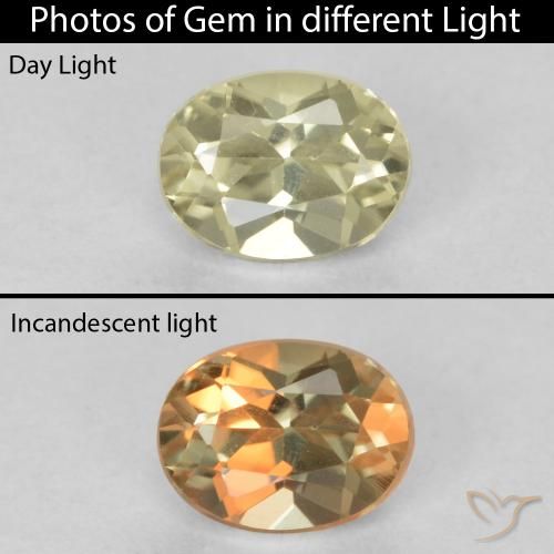 0.47ct Натуральный Светло-желтый Диаспора, меняющая цвет, Овал, Чистота VVS