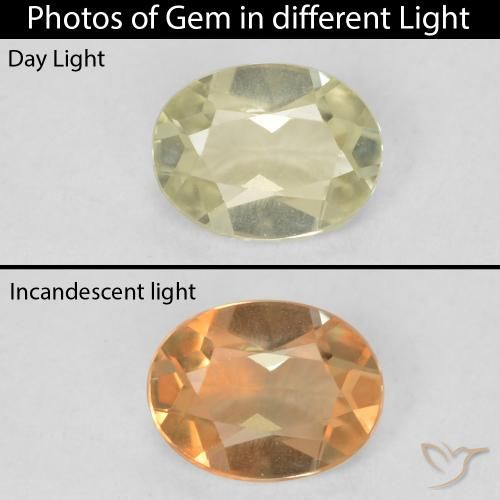 0.36ct Натуральный Светло-желтый Диаспора, меняющая цвет, Овал, Чистота VVS