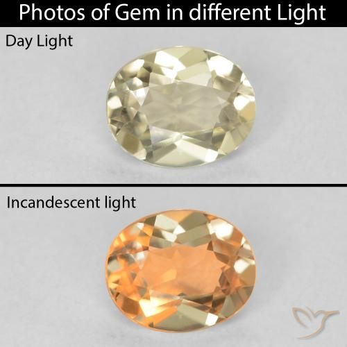 0.47ct Натуральный Светло-желтый Диаспора, меняющая цвет, Овал, Чистота VVS