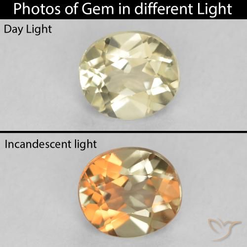 0.45ct Натуральный Светло-желтый Диаспора, меняющая цвет, Овал, Чистота VVS